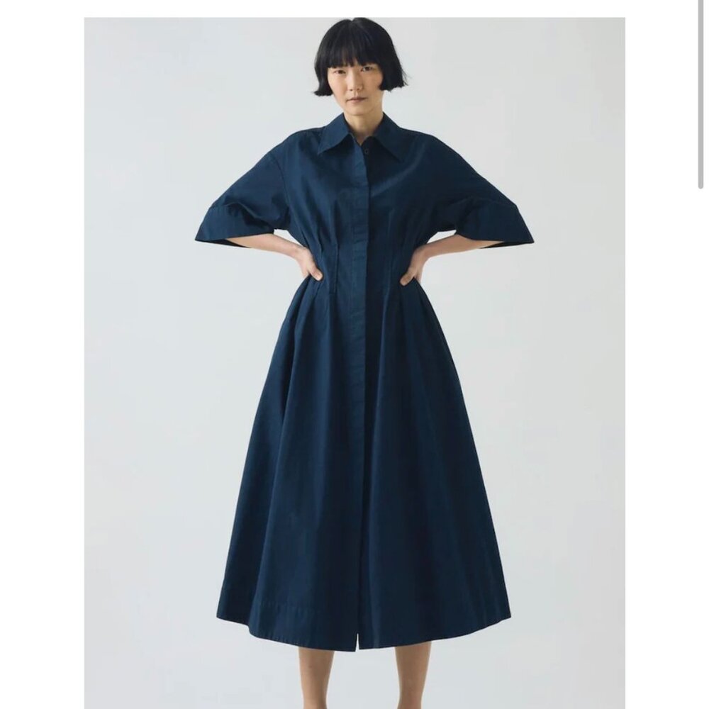 TOAST Pleated Cotton Linen Dress